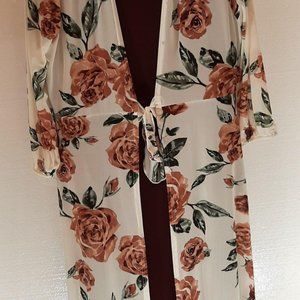 Ladies long floral Kimino Emblem Size L